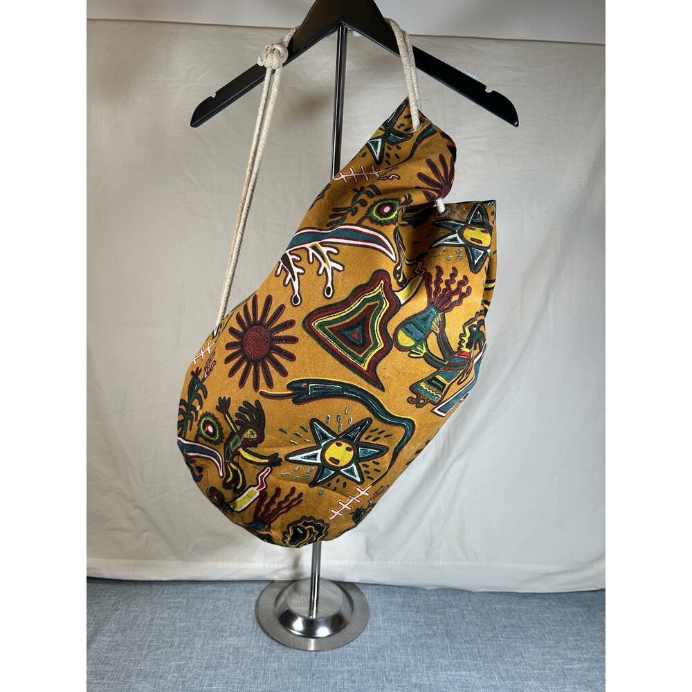 Vintage 1990s Earth Sun Moon Midnight Oil Promo Rope Drawstring Beach Bag, Used
